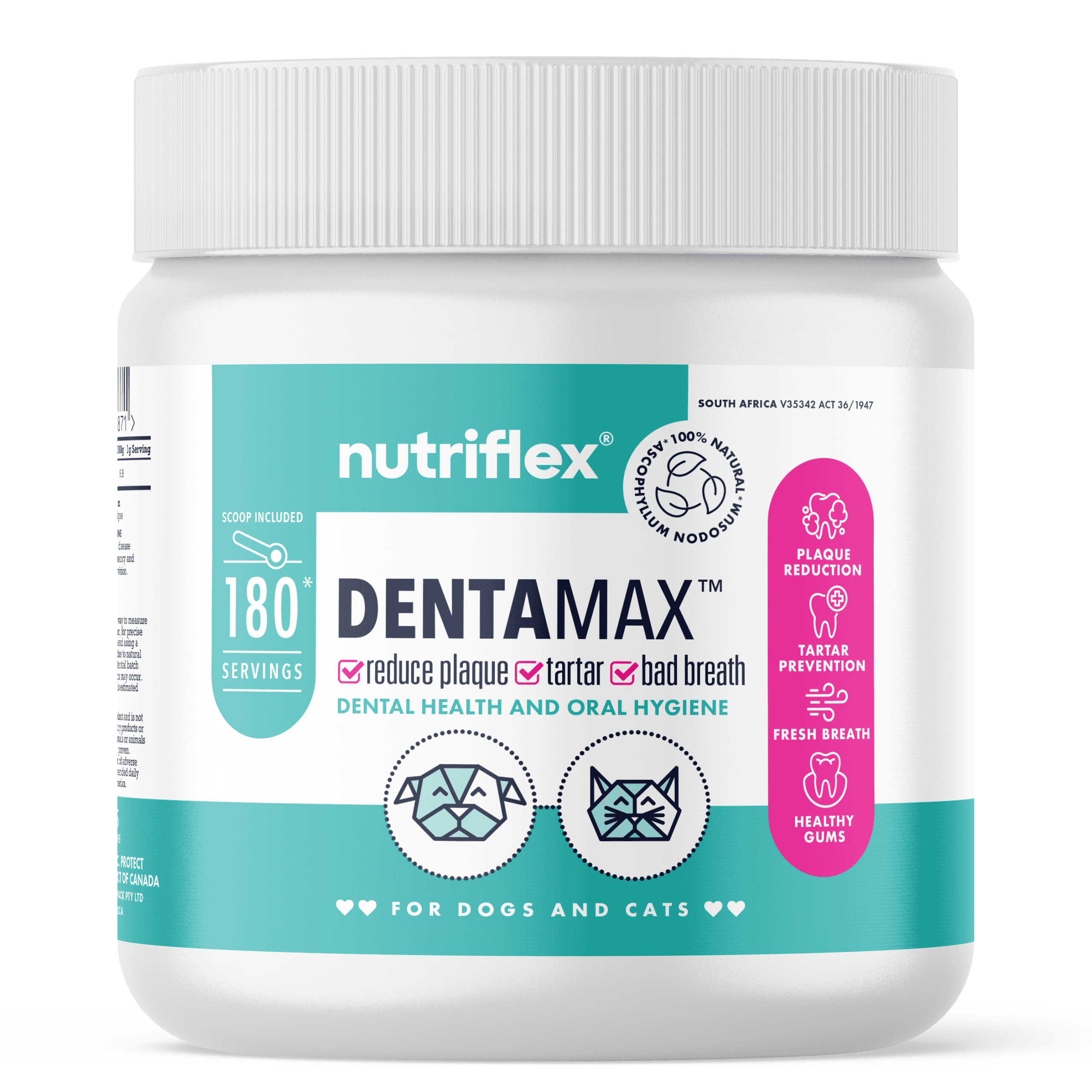 NutriFlex-DentaMax-Dental-Powder-Plaque-Tartar-Bad-Breath-Supplement-Dogs-Cats-180g