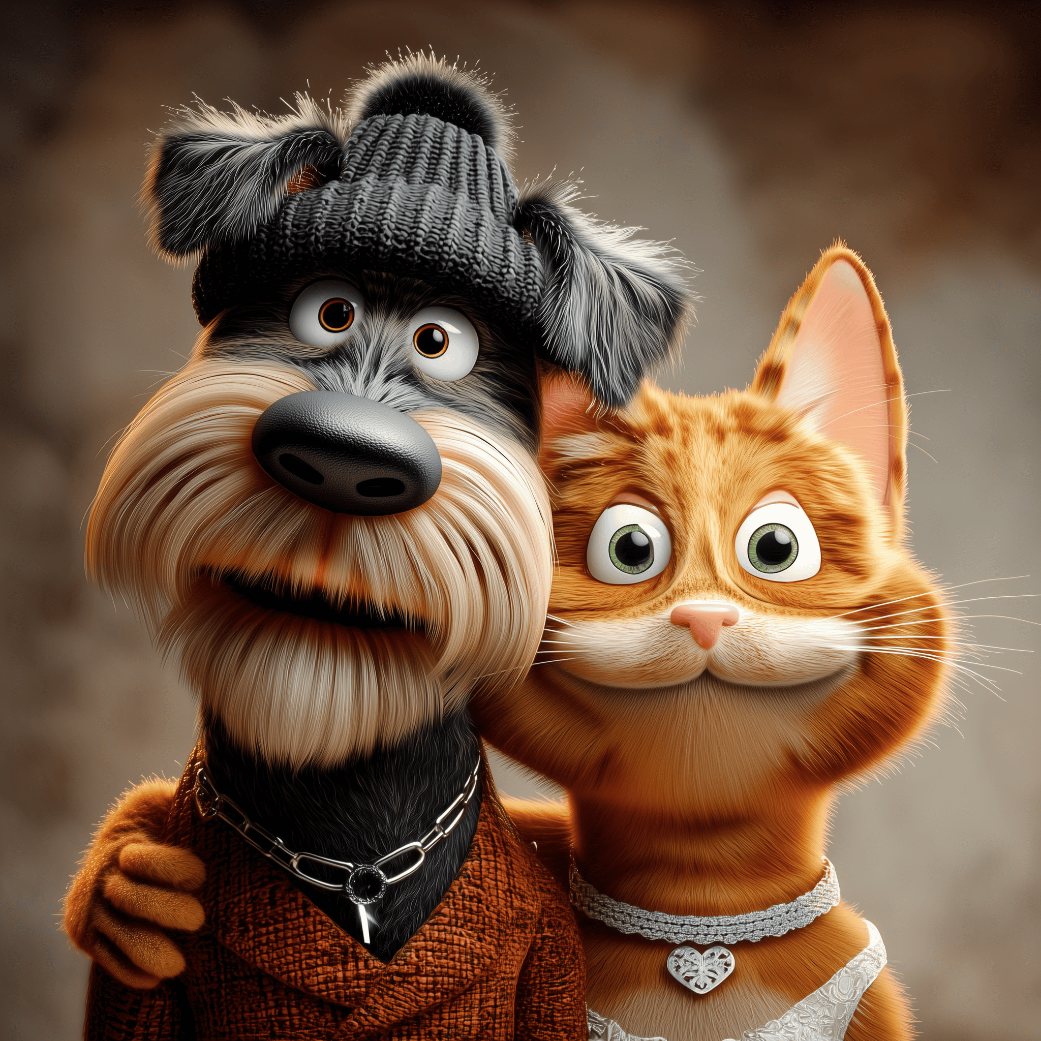 Wide-eyed schnauzer and ginger cat illustration representing hidden dental disease and bad breath in dogs and cats.